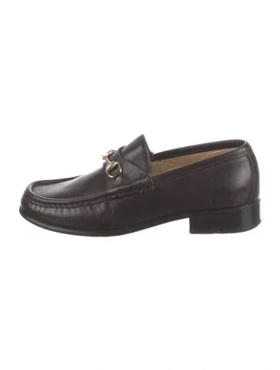 Pre-owned Gucci Horsebit Accent Leather Loafers In Black