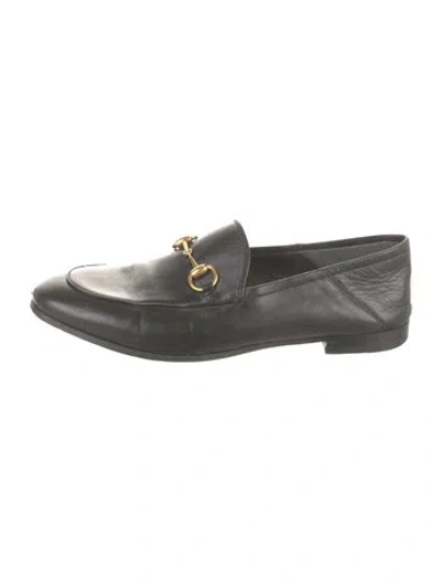 Pre-owned Gucci Horsebit Accent Leather Loafers In Black