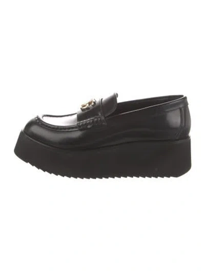 Pre-owned Gucci Horsebit Accent Leather Loafers In Black