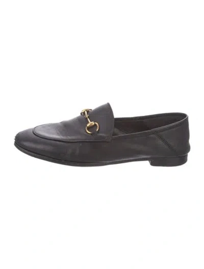 Pre-owned Gucci Horsebit Accent Leather Loafers In Black