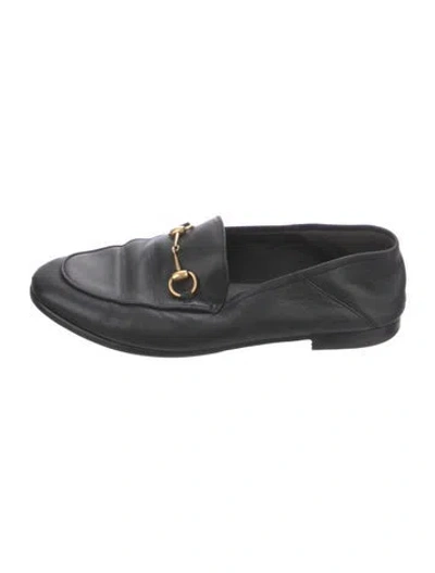 Pre-owned Gucci Horsebit Accent Leather Loafers In Black