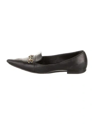 Pre-owned Gucci Horsebit Accent Leather Loafers In Black