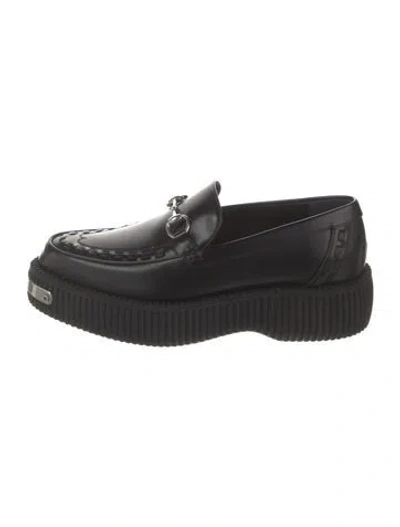 Pre-owned Gucci Horsebit Accent Leather Loafers In Black