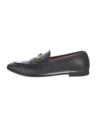 Pre-owned Gucci Horsebit Accent Leather Loafers In Black