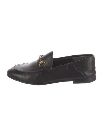 Pre-owned Gucci Horsebit Accent Leather Loafers In Black