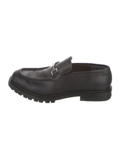 Pre-owned Gucci Horsebit Accent Leather Loafers In Black