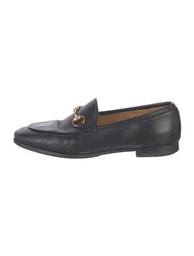 Pre-owned Gucci Horsebit Accent Leather Loafers In Black