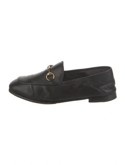 Pre-owned Gucci Horsebit Accent Leather Loafers In Black