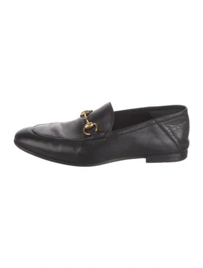 Pre-owned Gucci Horsebit Accent Leather Loafers In Black