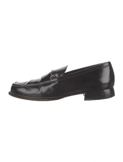 Pre-owned Gucci Horsebit Accent Leather Loafers In Black