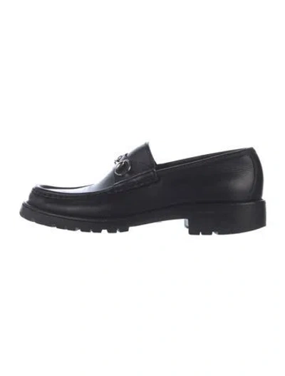 Pre-owned Gucci Horsebit Accent Leather Loafers In Black