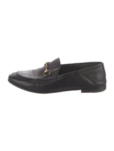 Pre-owned Gucci Horsebit Accent Leather Loafers In Black