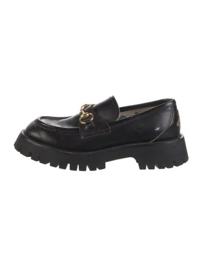 Pre-owned Gucci Horsebit Accent Leather Loafers In Black