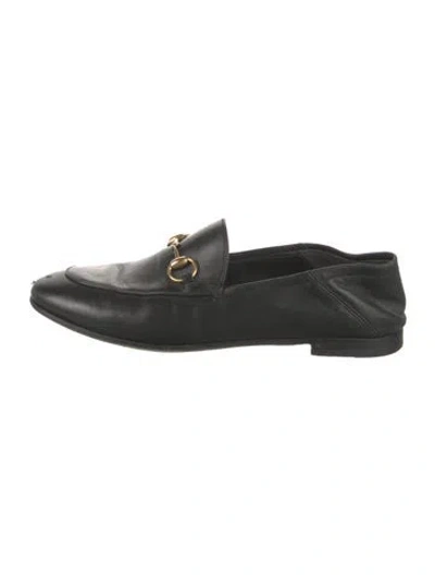 Pre-owned Gucci Horsebit Accent Leather Loafers In Black