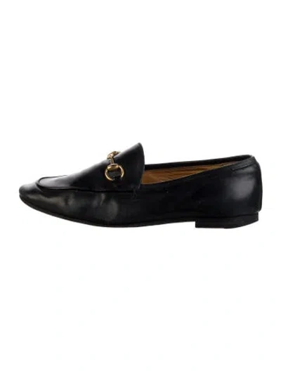 Pre-owned Gucci Horsebit Accent Leather Loafers In Black