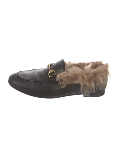 Pre-owned Gucci Horsebit Accent Leather Loafers In Black