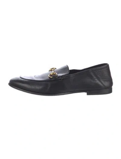 Pre-owned Gucci Horsebit Accent Leather Loafers In Black