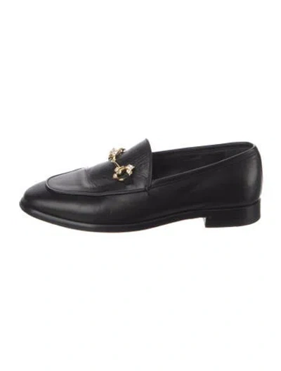 Pre-owned Gucci Horsebit Accent Leather Loafers In Black