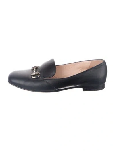 Pre-owned Gucci Horsebit Accent Leather Loafers In Black