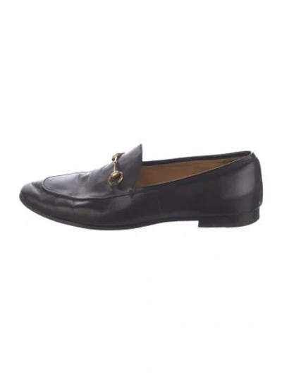 Pre-owned Gucci Horsebit Accent Leather Loafers In Black