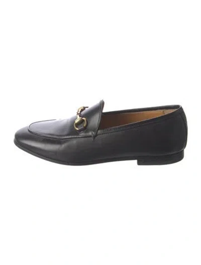 Pre-owned Gucci Horsebit Accent Leather Loafers In Black
