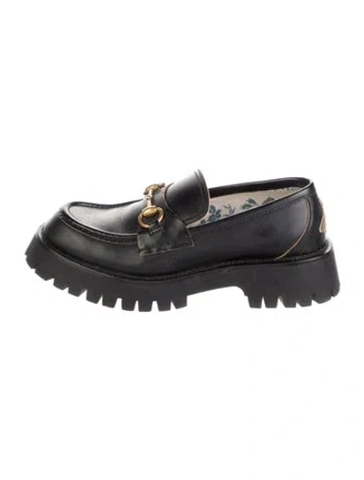 Pre-owned Gucci Horsebit Accent Leather Loafers In Black