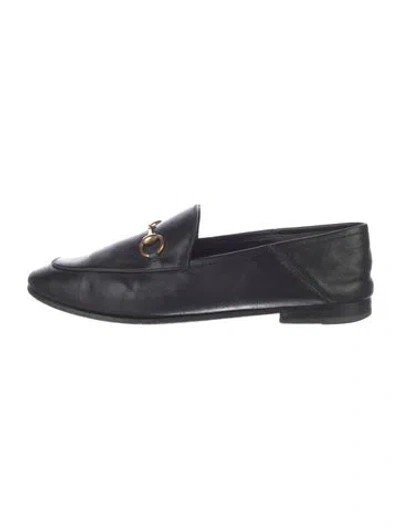 Pre-owned Gucci Horsebit Accent Leather Loafers In Black