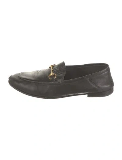 Pre-owned Gucci Horsebit Accent Leather Loafers In Black