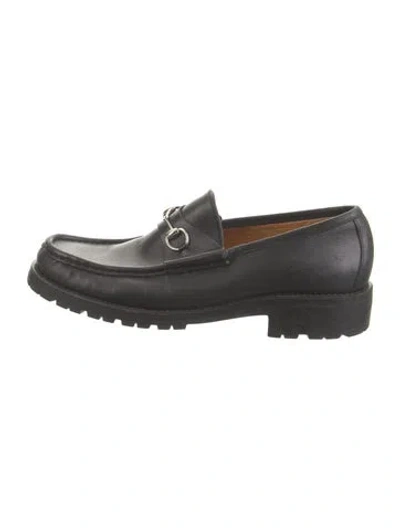 Pre-owned Gucci Horsebit Accent Leather Loafers In Black