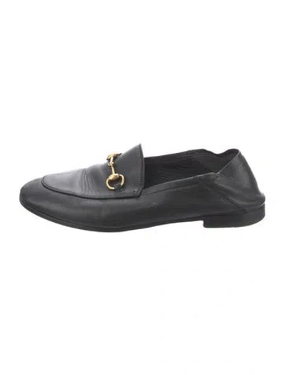 Pre-owned Gucci Horsebit Accent Leather Loafers In Black