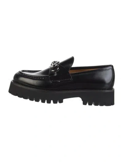Pre-owned Gucci Horsebit Accent Leather Loafers In Black