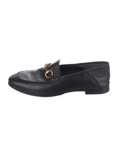Pre-owned Gucci Horsebit Accent Leather Loafers In Black