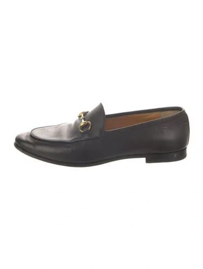 Pre-owned Gucci Horsebit Accent Leather Loafers In Black
