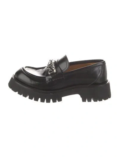Pre-owned Gucci Horsebit Accent Leather Loafers In Black