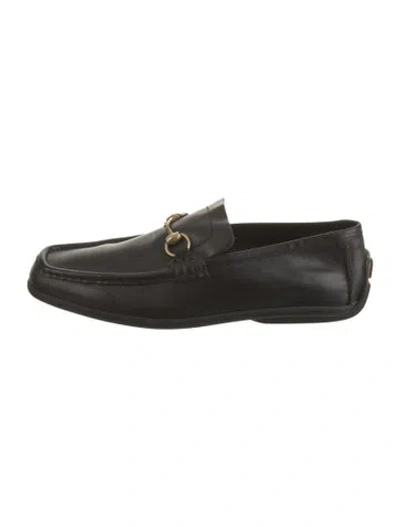 Pre-owned Gucci Horsebit Accent Leather Loafers In Black