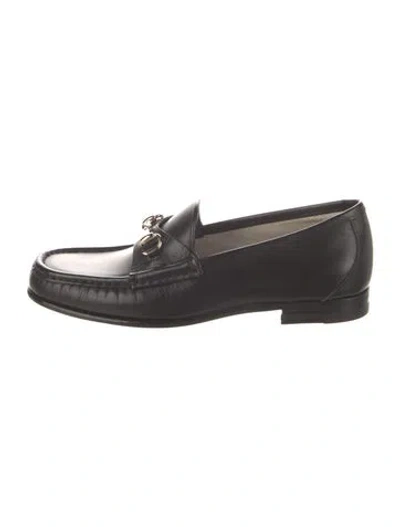 Pre-owned Gucci Horsebit Accent Leather Loafers In Black