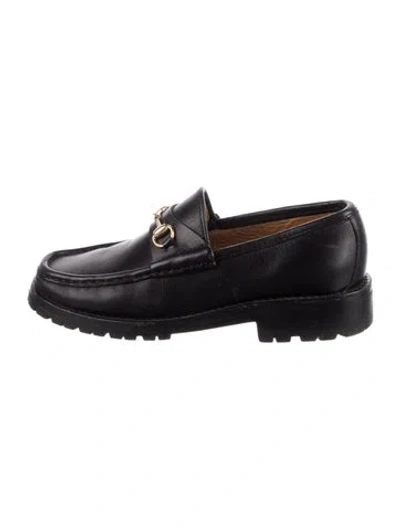 Pre-owned Gucci Horsebit Accent Leather Loafers In Black