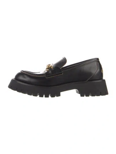 Pre-owned Gucci Horsebit Accent Leather Loafers In Black