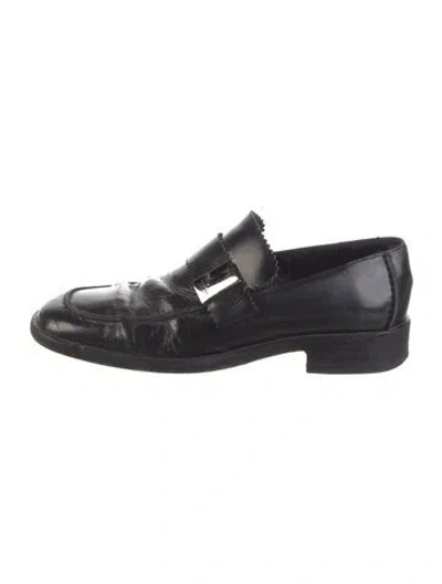 Pre-owned Gucci Horsebit Accent Leather Loafers In Black
