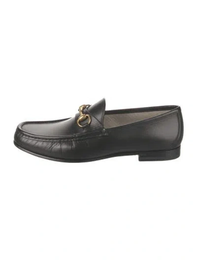 Pre-owned Gucci Horsebit Accent Leather Loafers In Black
