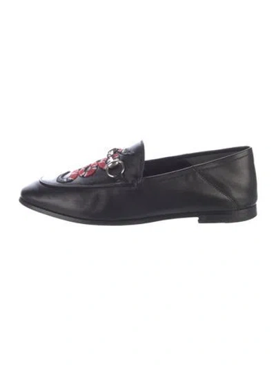 Pre-owned Gucci Horsebit Accent Leather Loafers In Black