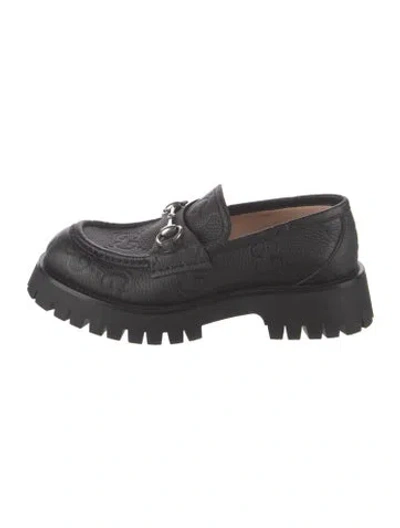 Pre-owned Gucci Horsebit Accent Leather Loafers In Black
