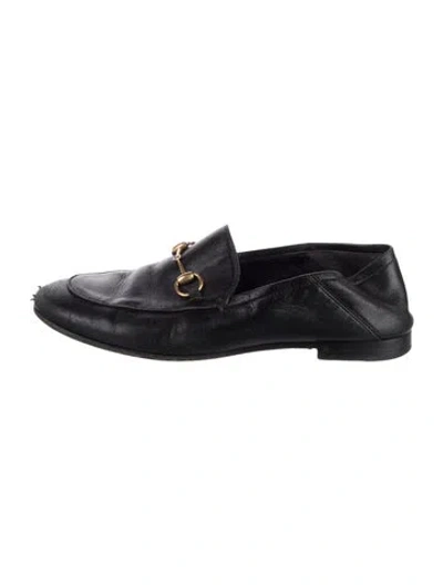 Pre-owned Gucci Horsebit Accent Leather Loafers In Black
