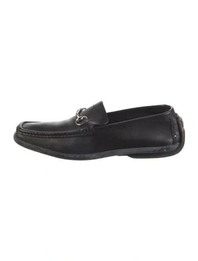 Pre-owned Gucci Horsebit Accent Leather Loafers In Black