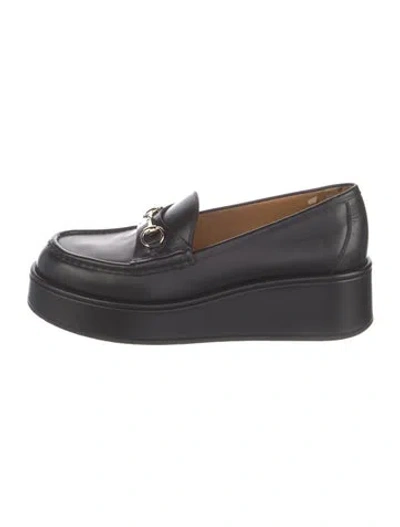 Pre-owned Gucci Horsebit Accent Leather Loafers In Black