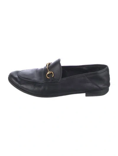 Pre-owned Gucci Horsebit Accent Leather Loafers In Black