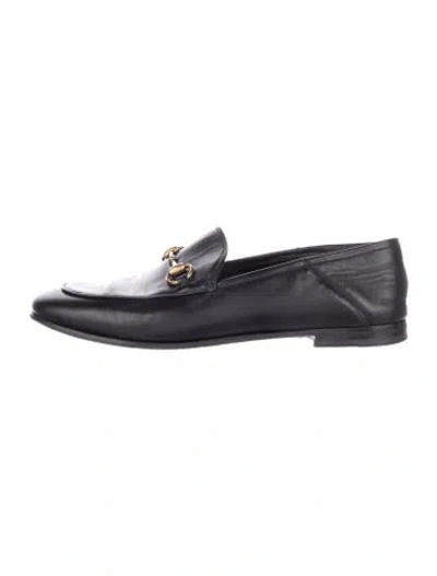 Pre-owned Gucci Horsebit Accent Leather Loafers In Black