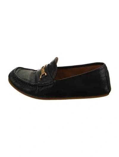 Pre-owned Gucci Horsebit Accent Leather Loafers In Black