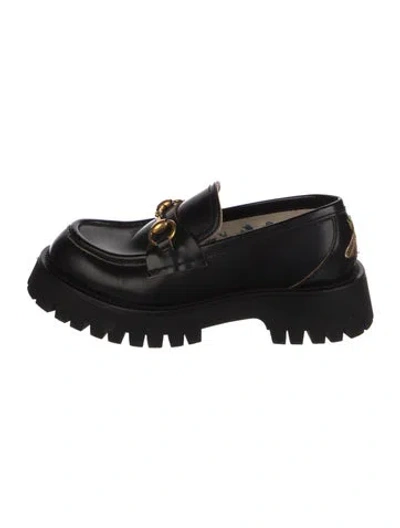 Pre-owned Gucci Horsebit Accent Leather Loafers In Black