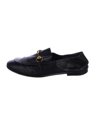 Pre-owned Gucci Horsebit Accent Leather Loafers In Black